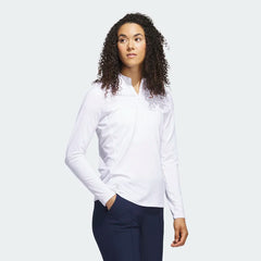 ADIDAS WOMEN 23SS QUARTER-ZIP LONG SLEEVE GOLF POLO SHIRT WHITE