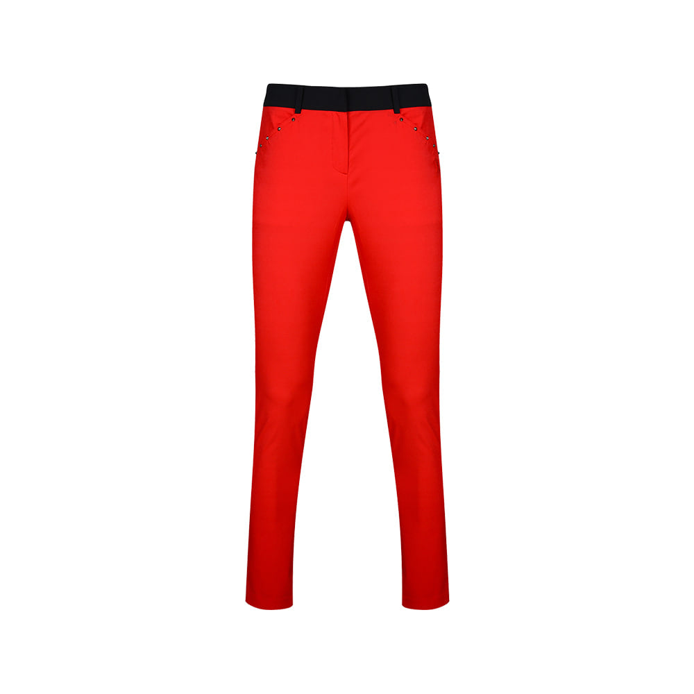 ANEW SS21 WOMEN HEM COLOR ACCENTUATION PANT RED