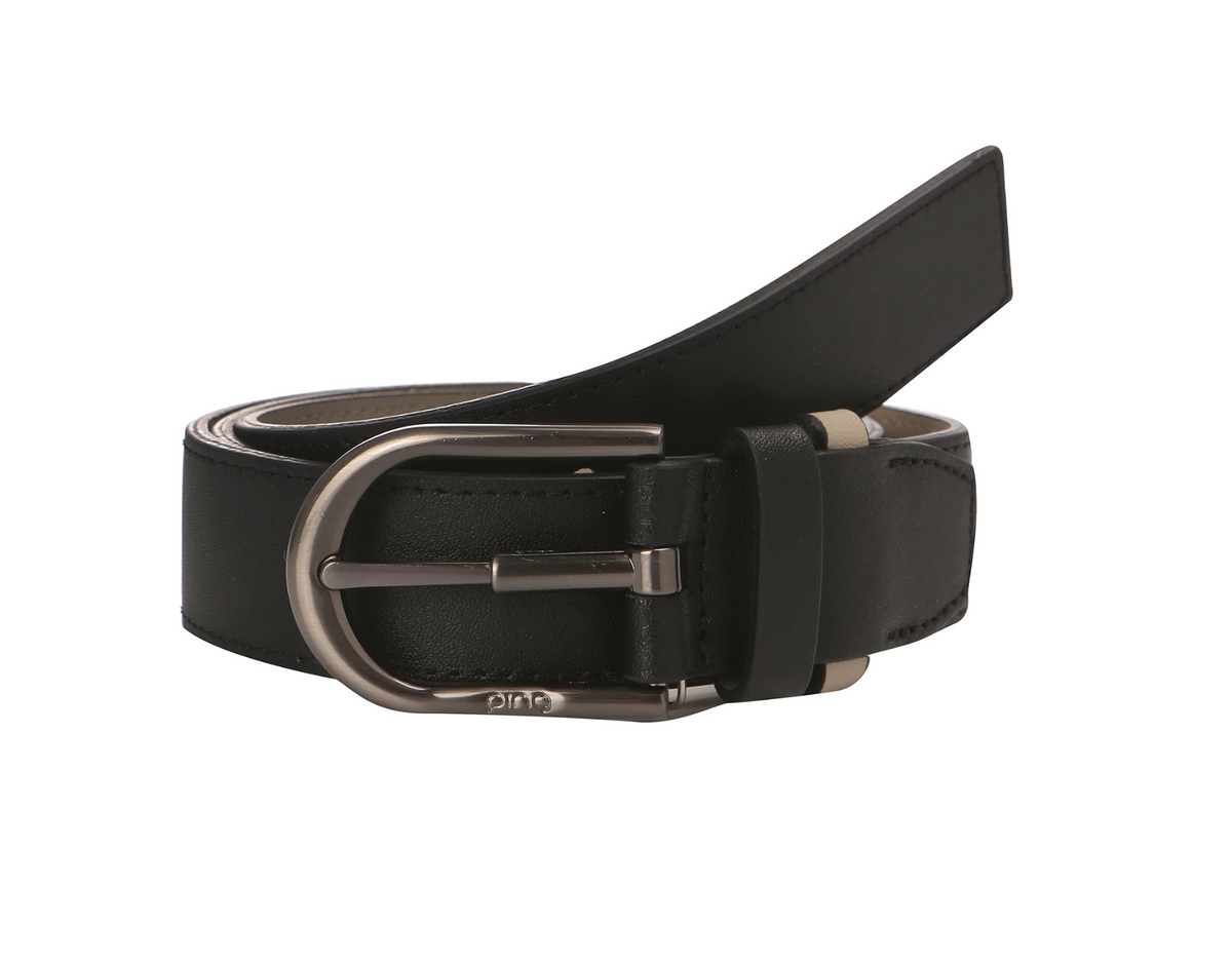 PING KOREA 23SS WOMEN LOGO PATTERN REVERSIBLE BELT BLACK OS