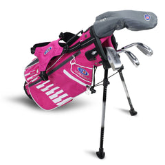 US KIDS 2021 UL42 4-CLUB STAND SET PINK/WHITE BAG