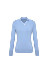 MCKAYSON WOMEN V-NECK COLLAR KNIT BLUE