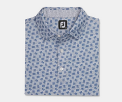 FOOTJOY S23 MEN'S LISLE SKETCHED PRINT SELF COLLAR SHIRT Iron Twilight