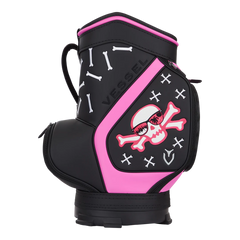 BETTINARDI ICON SERIES VESSEL COOLER DEN CADDY BLACK/PINK (SKULL & BONES LOGO) GOLF BAG