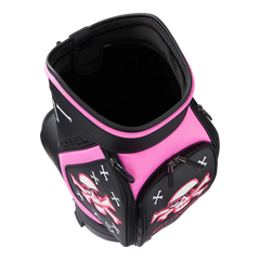 BETTINARDI ICON SERIES VESSEL COOLER DEN CADDY BLACK/PINK (SKULL & BONES LOGO) GOLF BAG