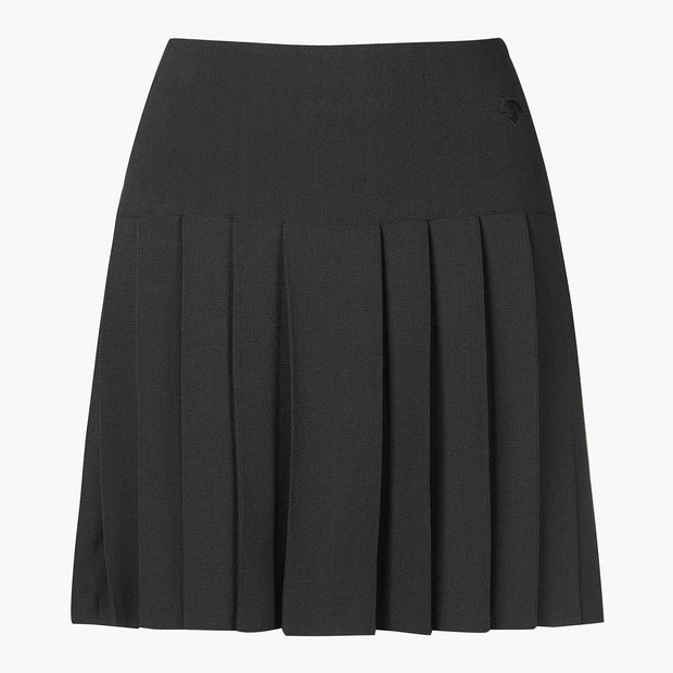 DESCENTE FW22 WOMEN BANDING KNIT PLEATED SKIRT CHARCOAL