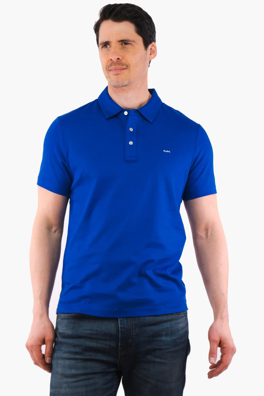 MICHAEL KORS SS23 Mens Embroidered Logo Cotton Polo Shirt ROYAL BLUE