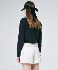 FAIRLIAR FW22 VELOUR PEARL RIBBON VISOR