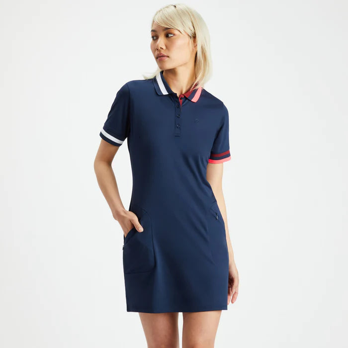 G/FORE WOMEN CONTRAST COLLAR LIGHTWEIGHT POLO DRESS