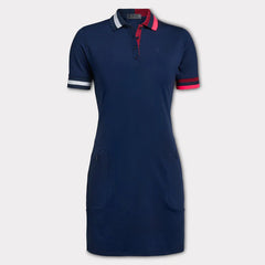 G/FORE WOMEN CONTRAST COLLAR LIGHTWEIGHT POLO DRESS TWILIGHT