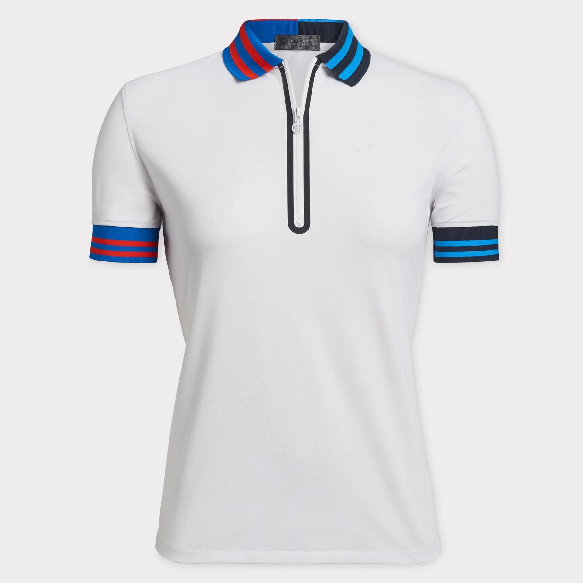 G/FORE WOMEN ZIP POLO WITH EMBOSSED LOGO SNOW