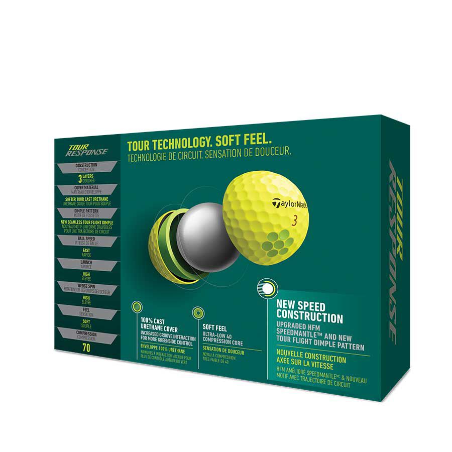 TAYLORMADE 2022 TOUR RESPONSE GOLF BALLS DOZEN PACK (YELLOW)