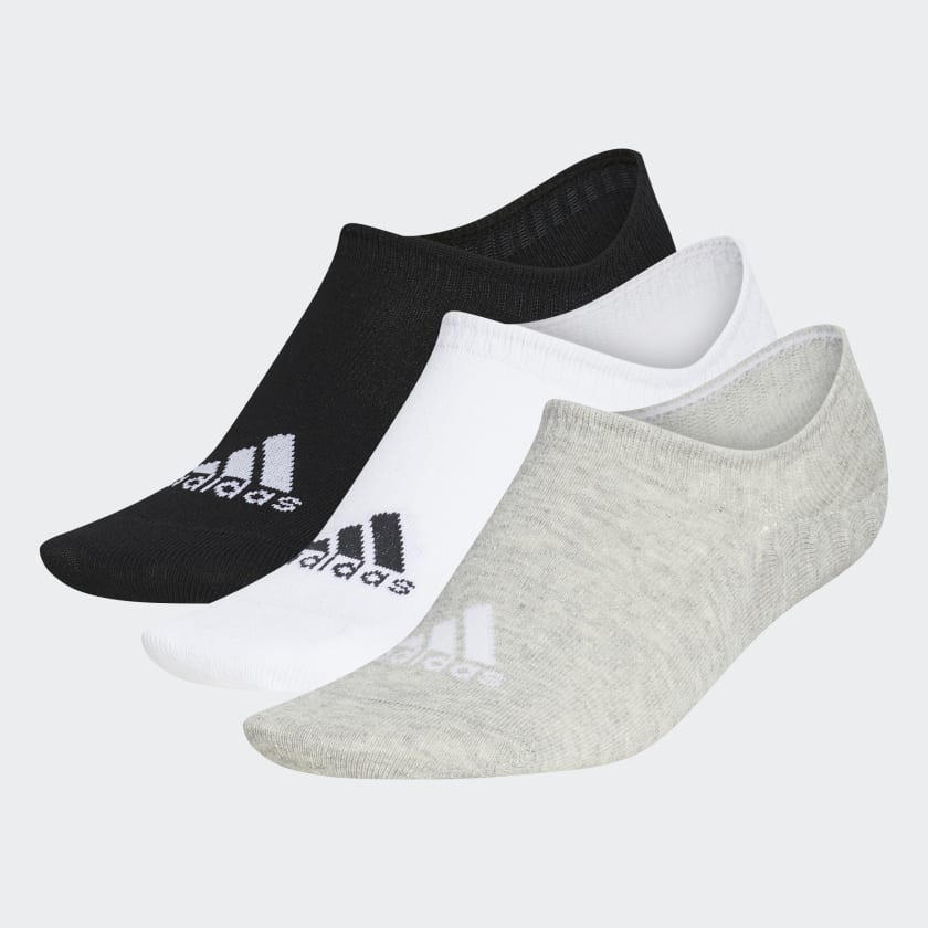 ADIDAS W NO-SHOW SOCKS 3-PACK WHT BLK GRY 5712