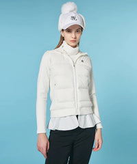 FAIRLIAR WOMEN FRILL KNIT GOOSE DOWN VEST WHITE