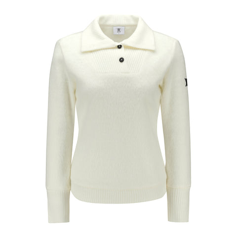 ANEW 22FW WOMEN KNIT COLLARED LONG SLEEVE IVORY