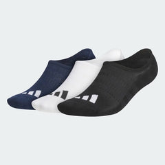 ADIDAS NO-SHOW SOCKS 3 PAIRS NVY WHT BLK 7-8.5