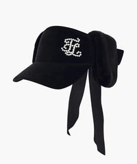 FAIRLIAR FW22 VELOUR PEARL RIBBON VISOR